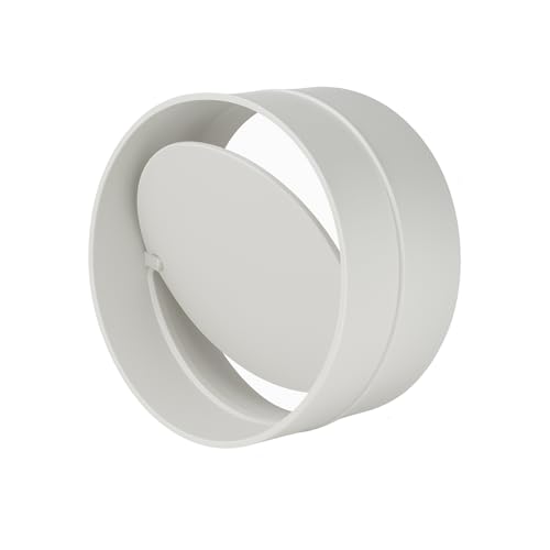 Conector con aleta de reflujo, válvula antirretorno, pieza de conexión, tubo de ventilación, conducto redondo, sistema de ventilación, conector de tubo, diámetro 100 mm, blanco