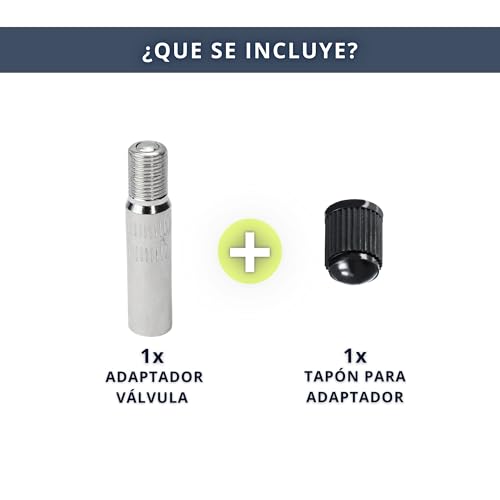 IBRIQO® Adaptador de Válvula Antirretorno de Inflado para Patinetes Eléctricos | Prolongador/Alargador Universal Xiaomi, Cecotec, SmartGyro, Bicicletas, Coches, Motos | Accesorios Inflador Patinete