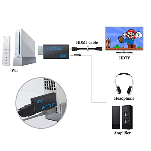 Adaptador Wii Consola a hdmi Adaptador de vÃ­deo convertidor Pconvertidor para Nintendo,Juegos Wii,Wii Conector,Monitor de TV,Proyector