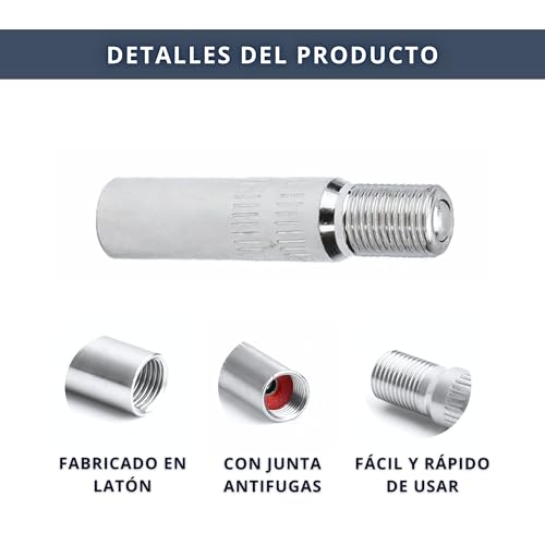 IBRIQO® Adaptador de Válvula Antirretorno de Inflado para Patinetes Eléctricos | Prolongador/Alargador Universal Xiaomi, Cecotec, SmartGyro, Bicicletas, Coches, Motos | Accesorios Inflador Patinete